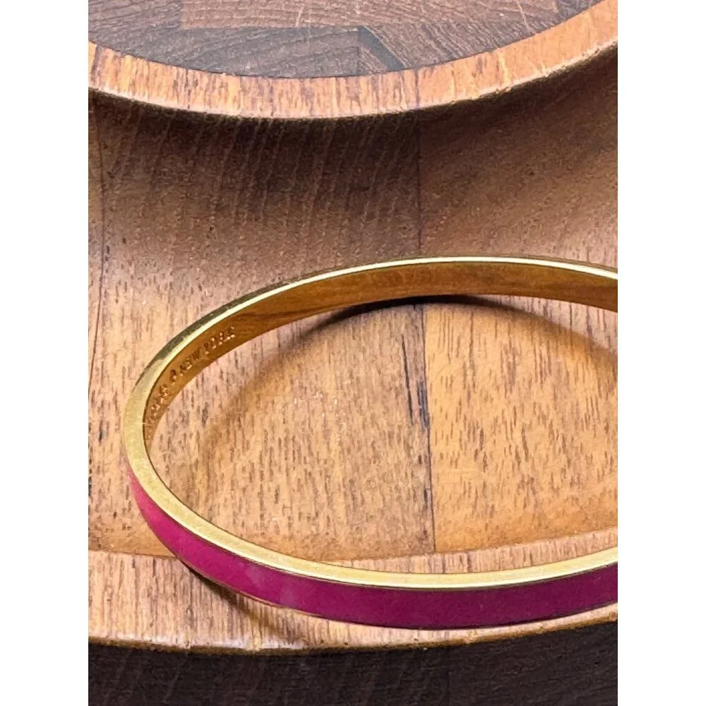 Kate Space Hot To Trot Pink  Gold Enamel Bangle Bracelet - Picture 7 of 8
